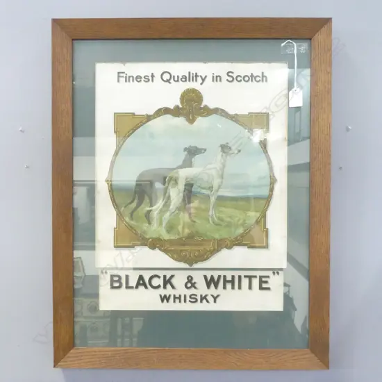 BLACK AND WHITE WHISKY ADVERTISEMENT FEATURING GREYHOUNDS