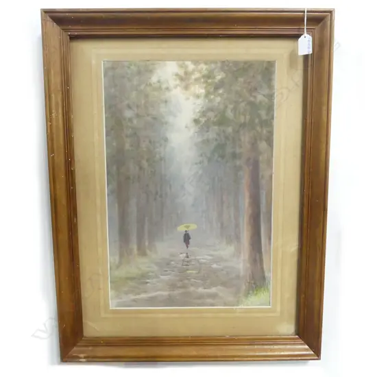 S TOSUKE early 20thC WATERCOLOUR Japanese women on forest path 490 x 325mm