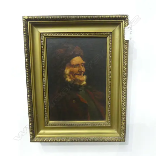 OLD OIL ON CANVAS PORTRAIT OF OLD MAN FAINT INITIALS LOWER LEFT , 260X170mm