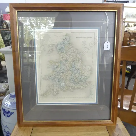 MAP 'ENGLAND AND WALES' BY H. G. COLLINS, HAND FINISHED ENGRAVING C.1842 310x245mm