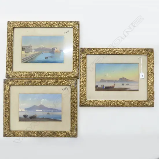 3 VINTAGE ITALIAN GOUACHE ARTWORKS 165x255mm