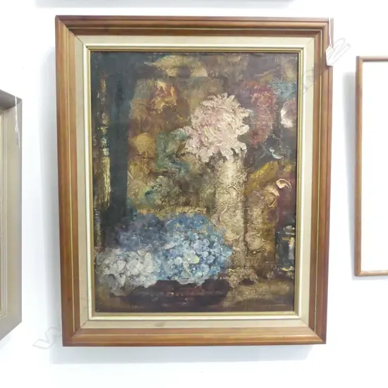 HENRY JOHN DYKMAN (1893-1972) STILL LIFE w. FLOWERS, OIL ON CANVAS 1945 540x420mm