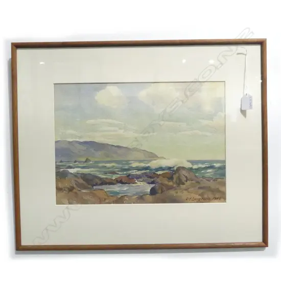 C. T. LAUGESEN 'WELLINGTON HEADS FROM ISLAND BAY' WC 1948 275x385mm