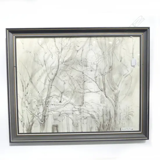 SHONA MCFARLANE, ST ANDREWS AUCKLAND, INK & WASH DRAWING 465x595mm