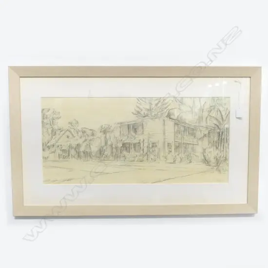 NELSON THOMPSON, UNTITLED STREET SCENE, PENCIL DRAWING 310x670mm