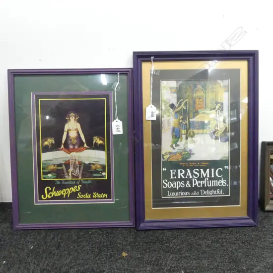 2 FRAMED ADVERTISING PRINTS 280x160mm