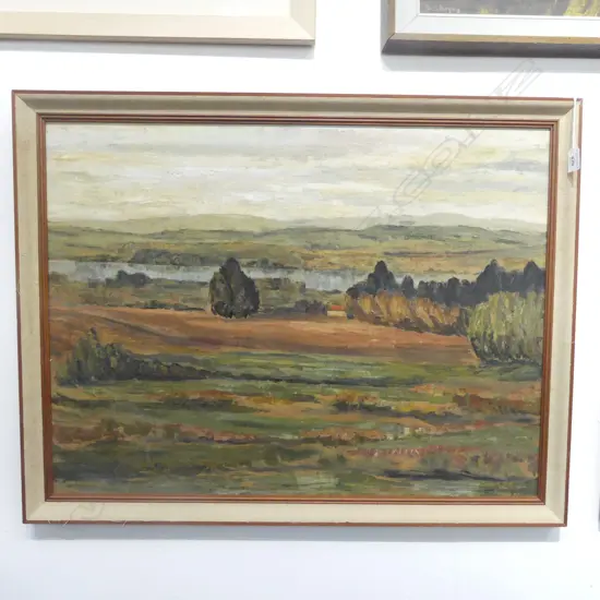 JUNE SHIEFF, LANDSCAPE, OIL ON BOARD 1971 550x730mm