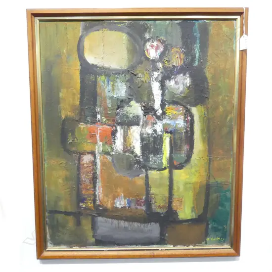 MODERNIST ABSTRACT OIL ON BOARD SIGNED COTTER 600x500mm