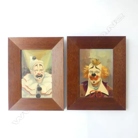 PR OIL PAINTINGS OF CLOWNS, SIGNED, 165x115mm