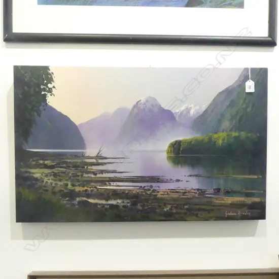 GRAHAM BRINSLEY ACRYLIC ON CANVAS untitled Fiordland Mitre Peak 460 x 750mm signed