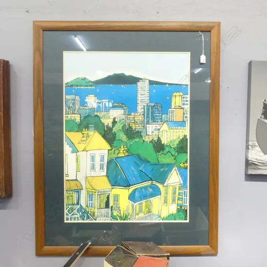 FIONA HOLROYD WHYTE 'AUCKLAND HARBOUR FROM PONSONBY' PRINT 750x545mm