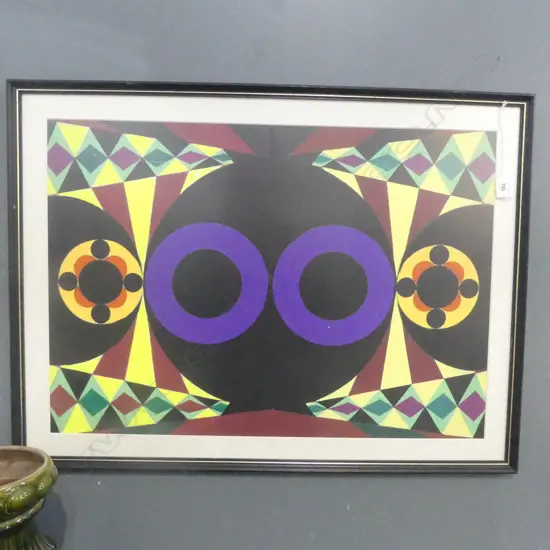 LLOYD HILLYER ABSTRACT ACRYLIC ON CARD 490x700mm