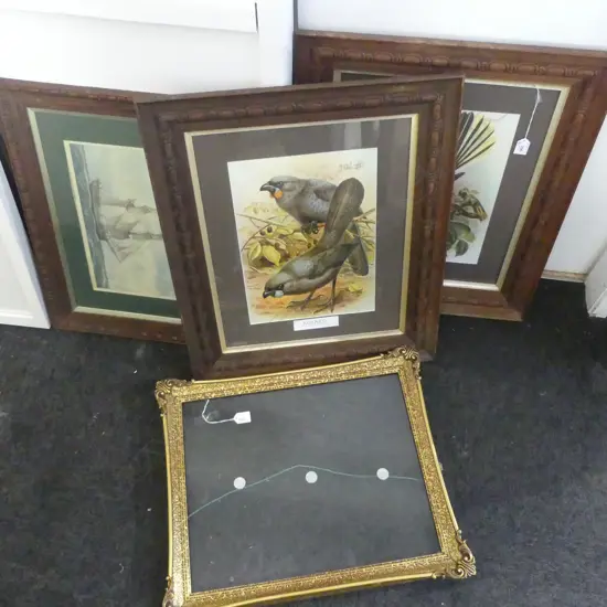 2 FRAMED N.Z. NATIVE PRINTS + FRAMED SIGNED SHIP PRINT 'FRIENDSHIP' + FRAME
