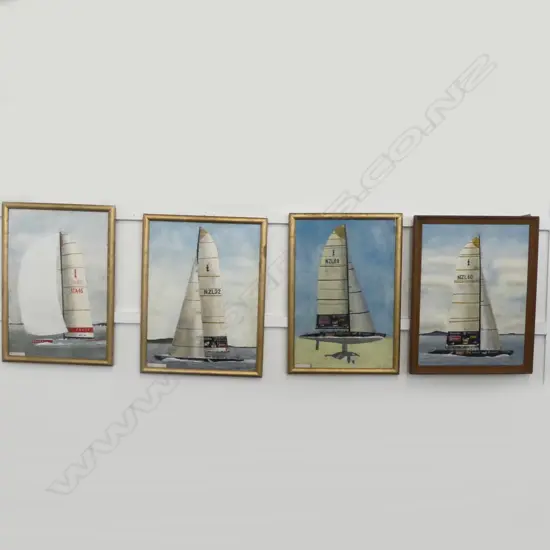 D. BLAKE, 4 AMERICAS CUP YACHT ARTWORKS, ACRYLIC ON BOARD, 2000 620x415mm