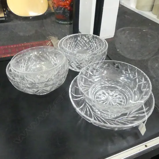 7 CRYSTAL BOWLS LARGEST 250mm dia