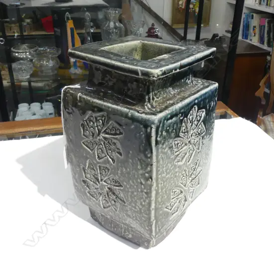 STUDIO POTTERY VASE, SQUARE FORM H.280mm