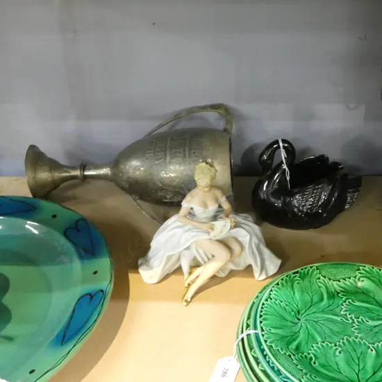 GERMAN LADY, BLACK SWAN, EP TPOPHY 'PARNELL ROLY-POLY RUGBY CLUB' H.335mm base uneven