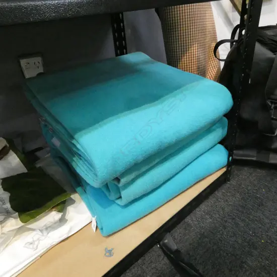 3 TEAL WOOL BLANKETS