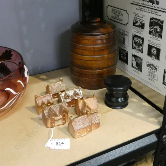 2 ANTIQUE TREENS + 6 MINIATURE POTTERY HOUSE ORNAMENTS