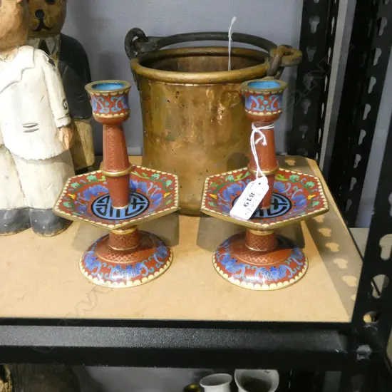 PR CLOISONNE CANDLESTICKS H.155mm