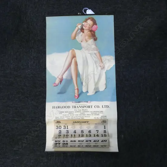 VINTAGE 'HARGOOD TRANSPORT CO. LTD' CALENDAR L.560mm