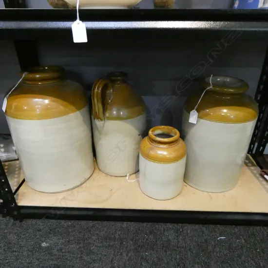 3 STONE CROCKS & BOTTLE H370M TALLEST