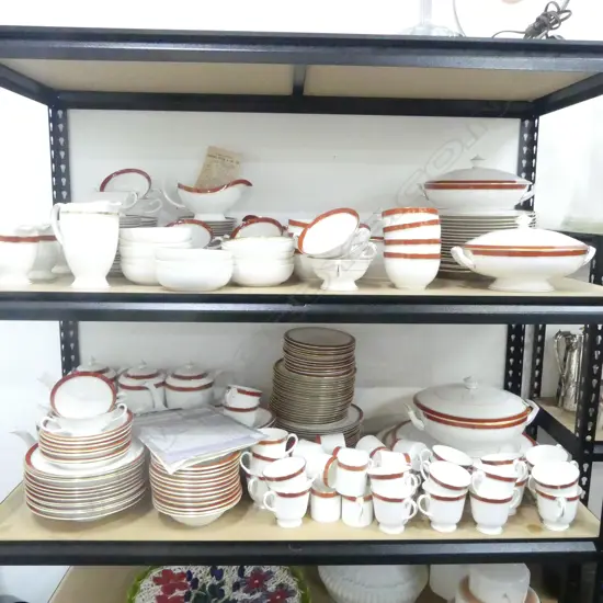 LARGE ROYAL WORCESTER 'HOWARD' & 'VICEROY' (PART DINNER) SERVICE; 2 TEAPOTS, 3 COFFEE POTS,+ BRITANNIA GOLD DISH etc