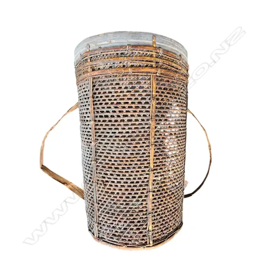 VINTAGE CANE FISH TRAP (TOP MISSING) H.525mm