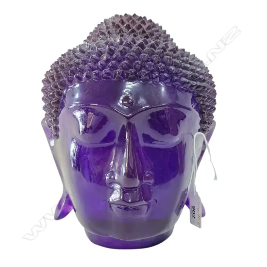 PURPLE ACRYLIC BUDDHA HEAD H.250mm Ex. Monsoon Poon restaurant.