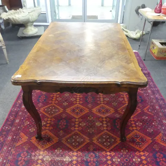 FRENCH STYLE PARQUET TOP EXTENSION DINING TABLE w. 2 LEAVES 1490x1000x750mm...