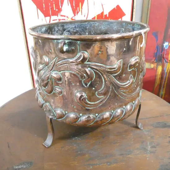 BEATEN COPPER PLANTER  BUCKET H.265mm, 280mm dia