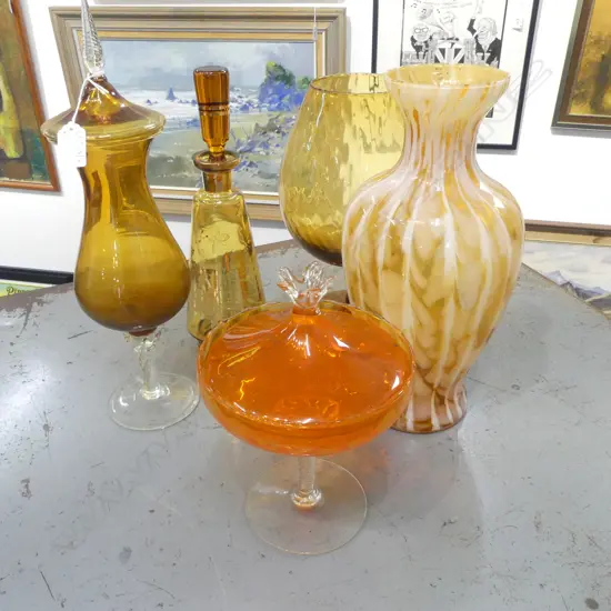 5 PCES ORANGE ART GLASS H.410mm