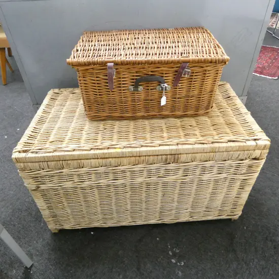 2 WOVEN CANE BASKETS LARGER W.920mm
