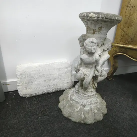 CONCRETE GARDEN PLINTH H.420mm + PLAQUE 180x330mm