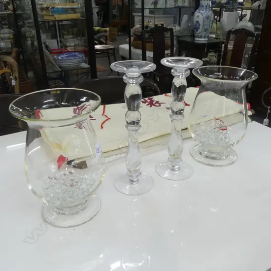 PR HURRICANE LAMPS + PR GLASS CANDLESTICKS H.335mm