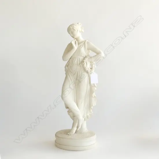 VICTORIAN PARIAN FIGURE WOMAN WITH FLORAL WREATH A.F. H.410mm