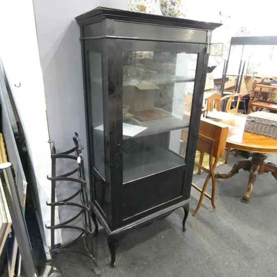EBONISED GLAZED DISPLAY CABINET 810x440x1675mm w KEY