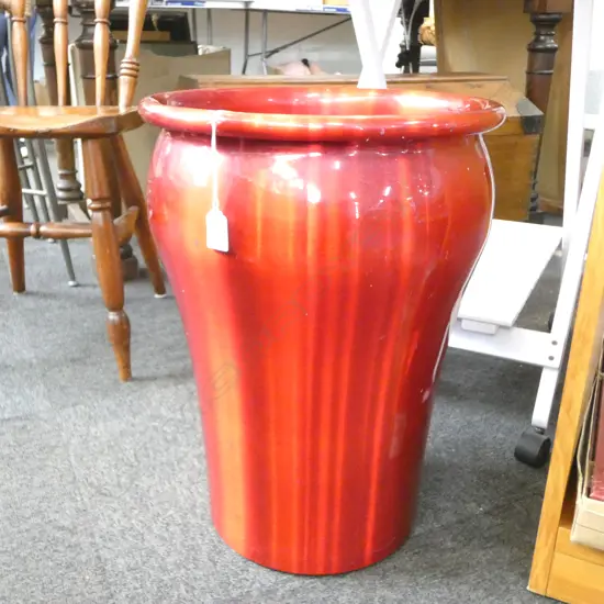 RED METAL PLANTER H.510mm