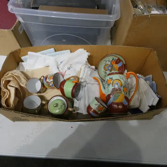 VINTAGE LINENS + JAPANESE TEA SET