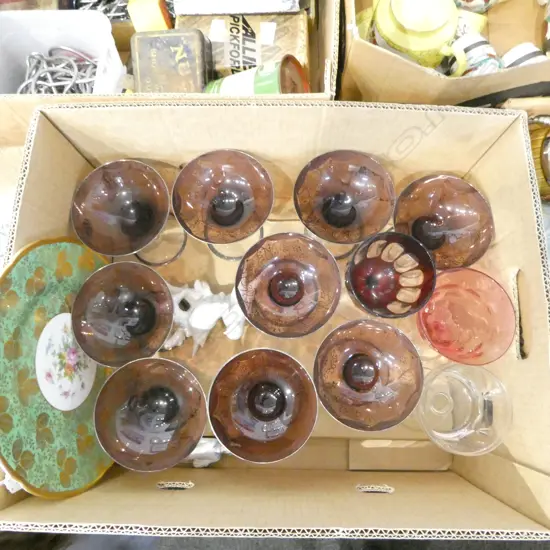 ROYAL MINTON PLATE, ASST. FLASHED GLASS, etc