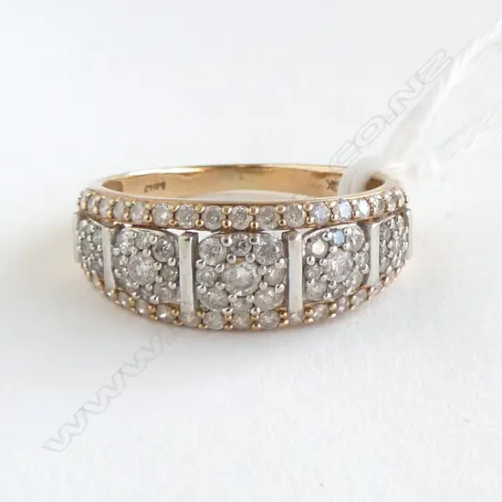 10ct GOLD & MULTI DIAMOND 5 CLUSTER RING 3.88gms SIZE U