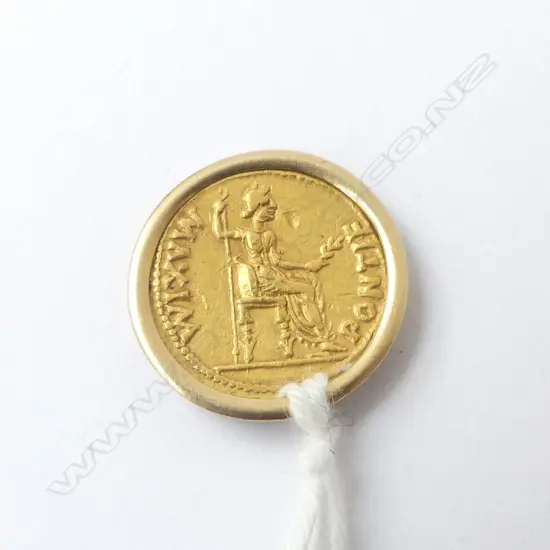 Testing 14ct GOLD ROMAN AUREUS COIN 'TI CAESAR DIVI AVG F AVGVSTVS' (real?) 20mm dia, 7.7grms + 14ct gold MOUNT 0.98gm