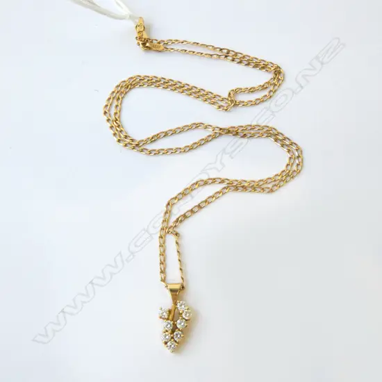9ct & DIAMOND PENDANT on 9ct CHAIN 4.8gm