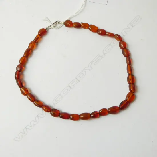 AMBER NECKLACE, STG SILVER CLASP, LENGTH 47cm