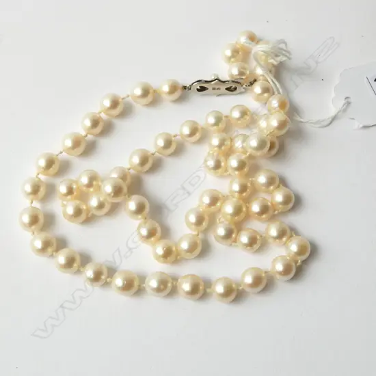 SINGLE STRAND CULTURED PEARL NECKLACE WITH SILVER CLASP