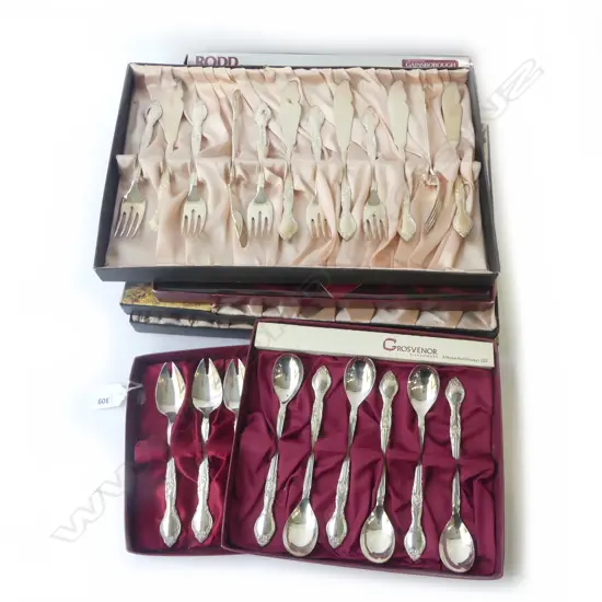 SIX RODD GAINSBOROUGH BOXES OF CUTLERY PARFAIT, SPORKS, CAKE FORKS, FISH SET ETC