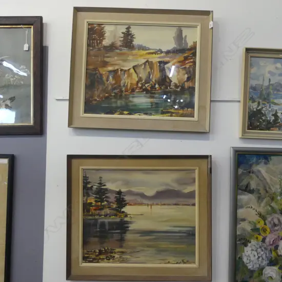 2 FLORENCE LUXFORD LANDSCAPE WCs 'TAUPO' & 'NORTH OF NAPIER' 495x595mm