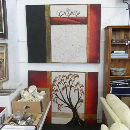 2 LARGE WORKS BY TONI SNELL, OILS ON CANVAS 2240x1465mm