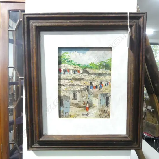 POOR SIDE OF TOWN, FRAMED OIL PAINTING ON STRETCHED CANVAS, SIGNED SAULTOS 81,140 X 190MM