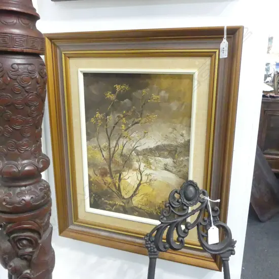 MARGARET MOORE 'NIGHTFALL' OIL ON CANVAS 1977 395x290mm